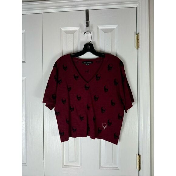 Skull Cashmere Cropped Womens Blouse Size XS - Picture 1 of 4